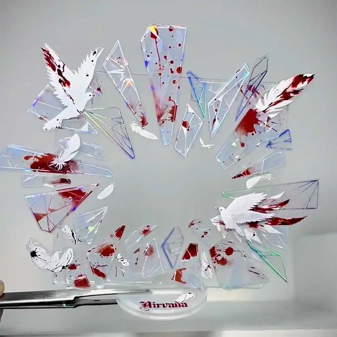 

Broken Mirror Badge Holder | Aesthetic Acrylic Display Stand | for Anime Pins & Charms | Cute Desktop Decor Gift