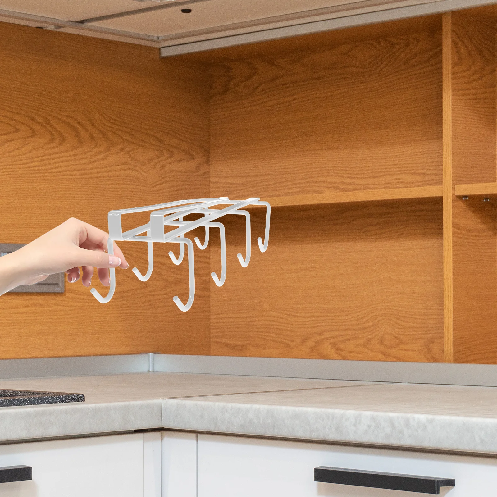 

Double Rows 8 Hooks Nail Free Hangers Sturdy Storage Clapboard Eco Friendly Anti Rust Wardrobe Kitchen Cup Towel Scarf