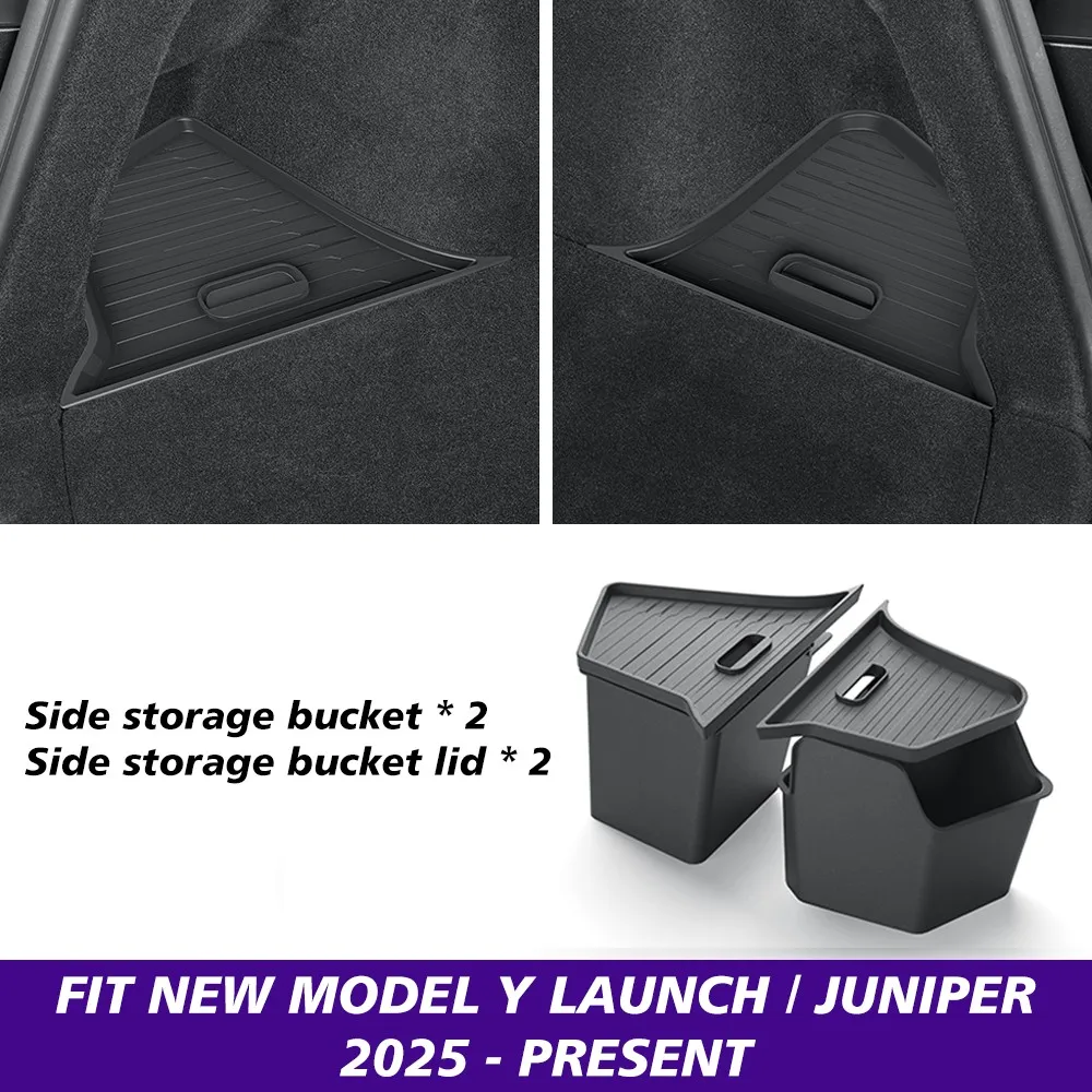 for Tesla New Model Y Juniper Launch 2025 Console & Armrest & Rear Trunk Storage Bins Side Box Organiser  Watercup Accessories