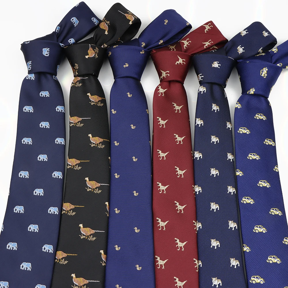 Men's 6cm Animal Tie Jacquard Woven Dinosaur Pattern Necktie For Wedding Business Party Suits Accessories Daily Wear Cravat Gift