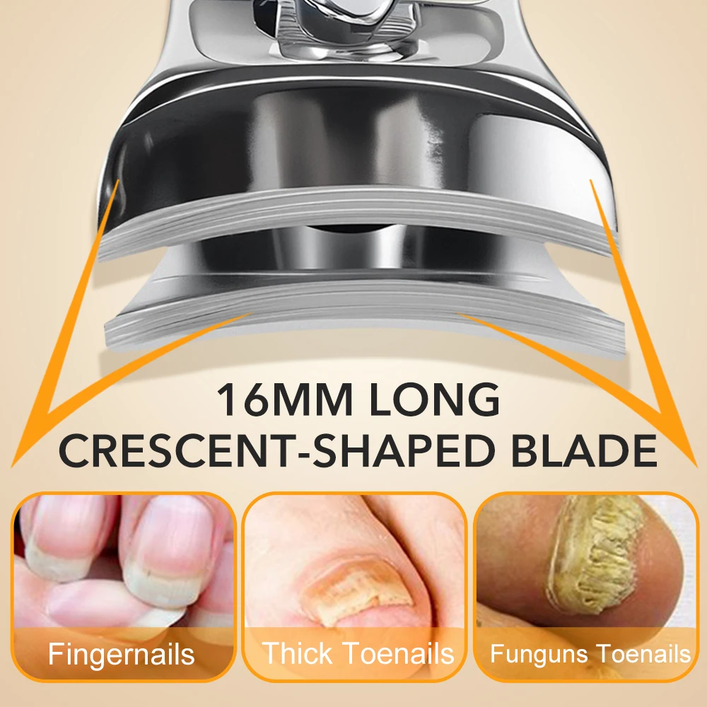 1Pcs Slanted Edge Nail Clippers with Catcher Stainless Steel Ingrown Fingernail Toenail Cutter Trimmer Manicure Tools