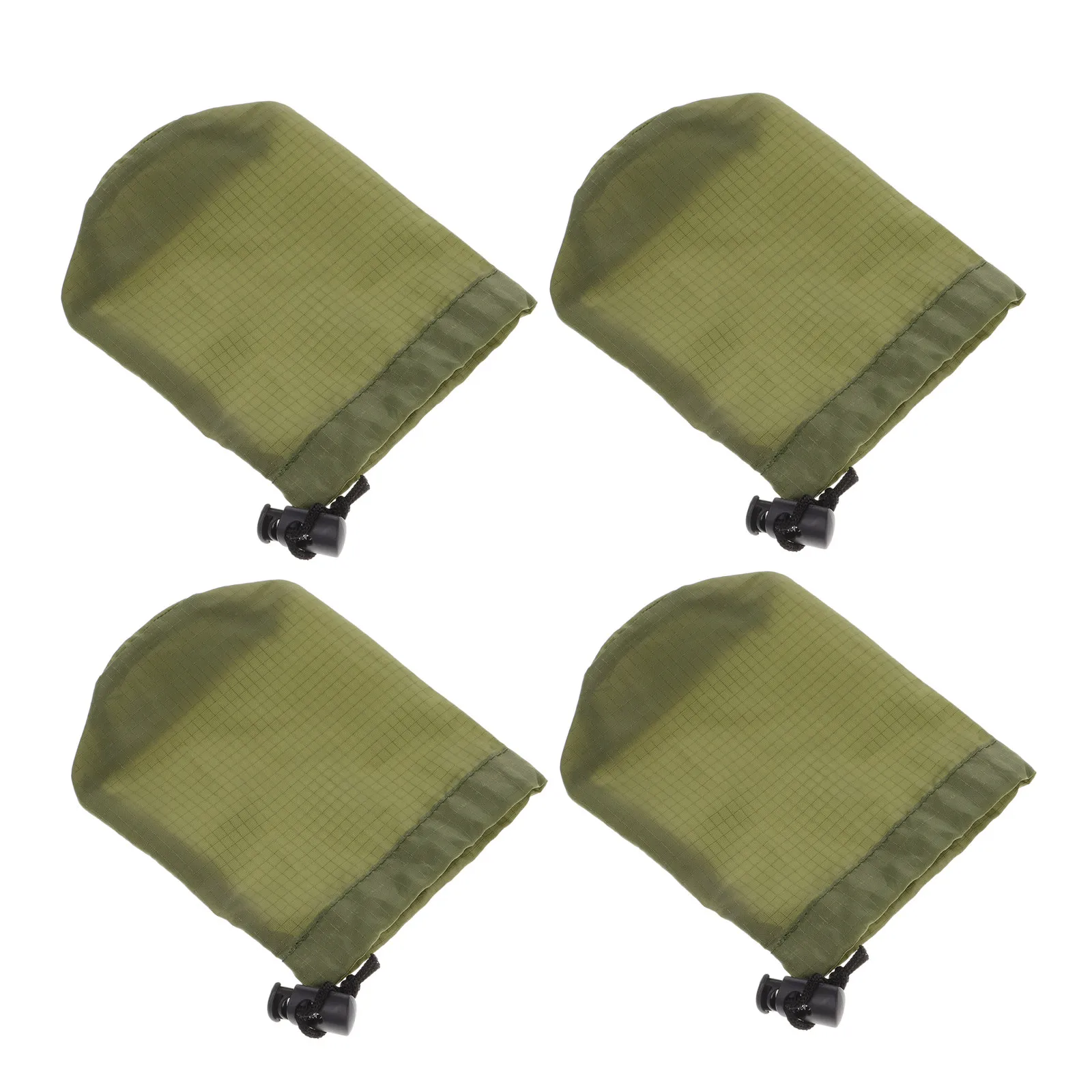 

4Pcs Rain Poncho Storage Bag Army Green Ripstop Nylon Mini Stuff Sack with Round Bottom Waterproof Portable for Camping Hiking