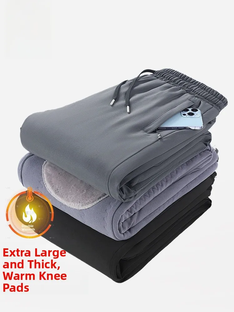 

Rn Thiened Warm Cotton Pants for Middle-Aged And ly Men Winter New Sle Large Size Knee-Pad Pants Casual Straight ...