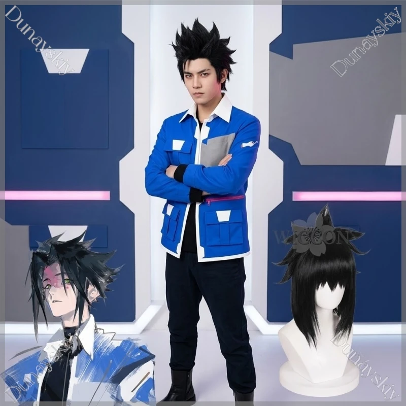 Blue Color Block Cargo Jacket Cosplay Coat Cosplay Anime Punk Cartoon Edgerunnernerss 2 Costume Black Wigs Halloween Christmas