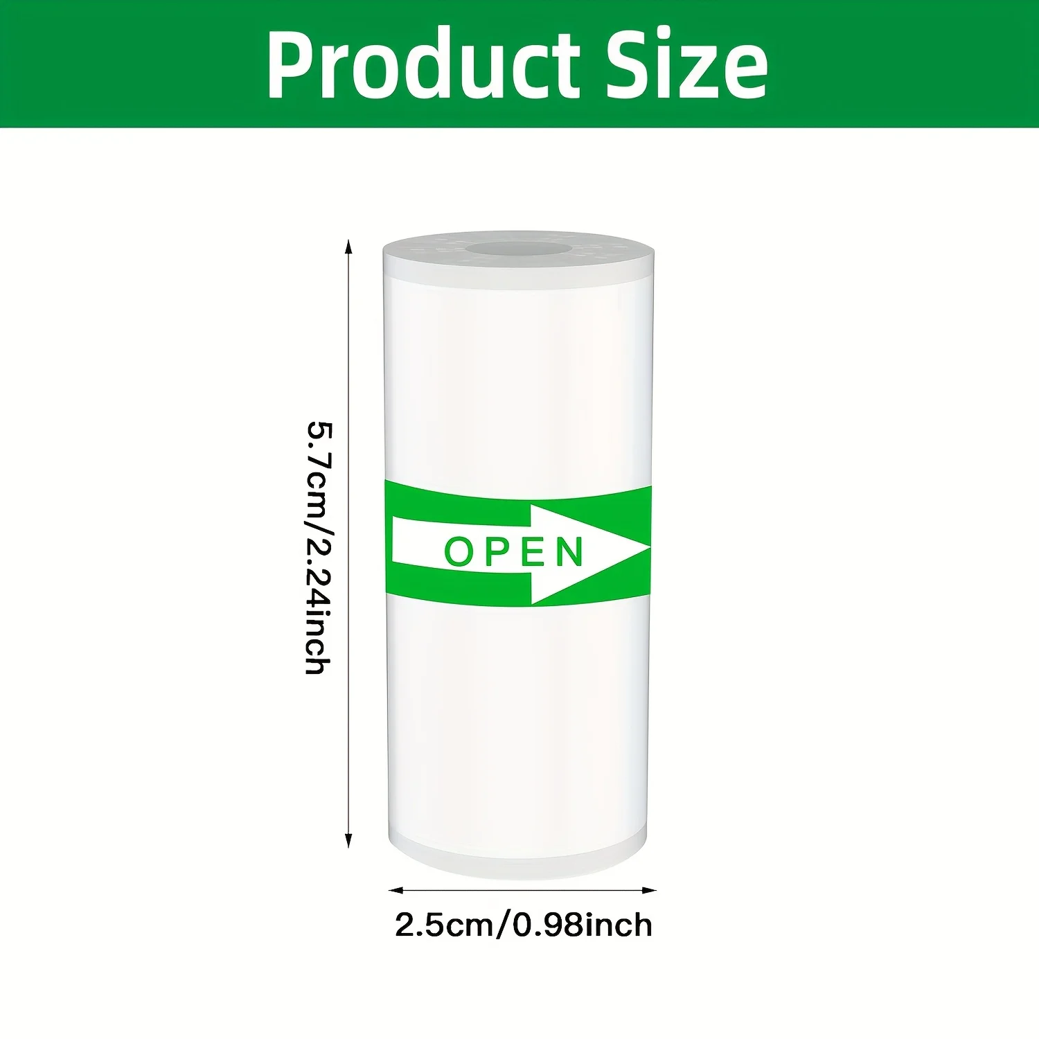 15/25 لفة من الورق الحراري ذاتي اللصق مقاس 57 مم - تناسب معظم الطابعات المحمولة والصور/المذكرات/الملاحظات/قوائم المهام/الاستخدام المدرسي