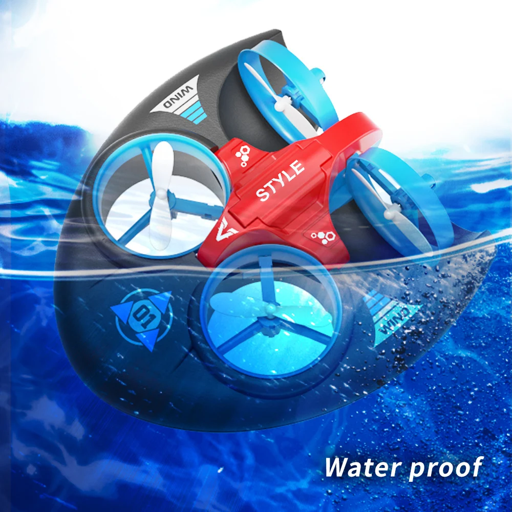 New H101 2.4G Rc Water Land and Air Four Axis Flying Hovercraft Remote Control Vehicle 3-in-1 Rc Mini Drone Children Toy Gift