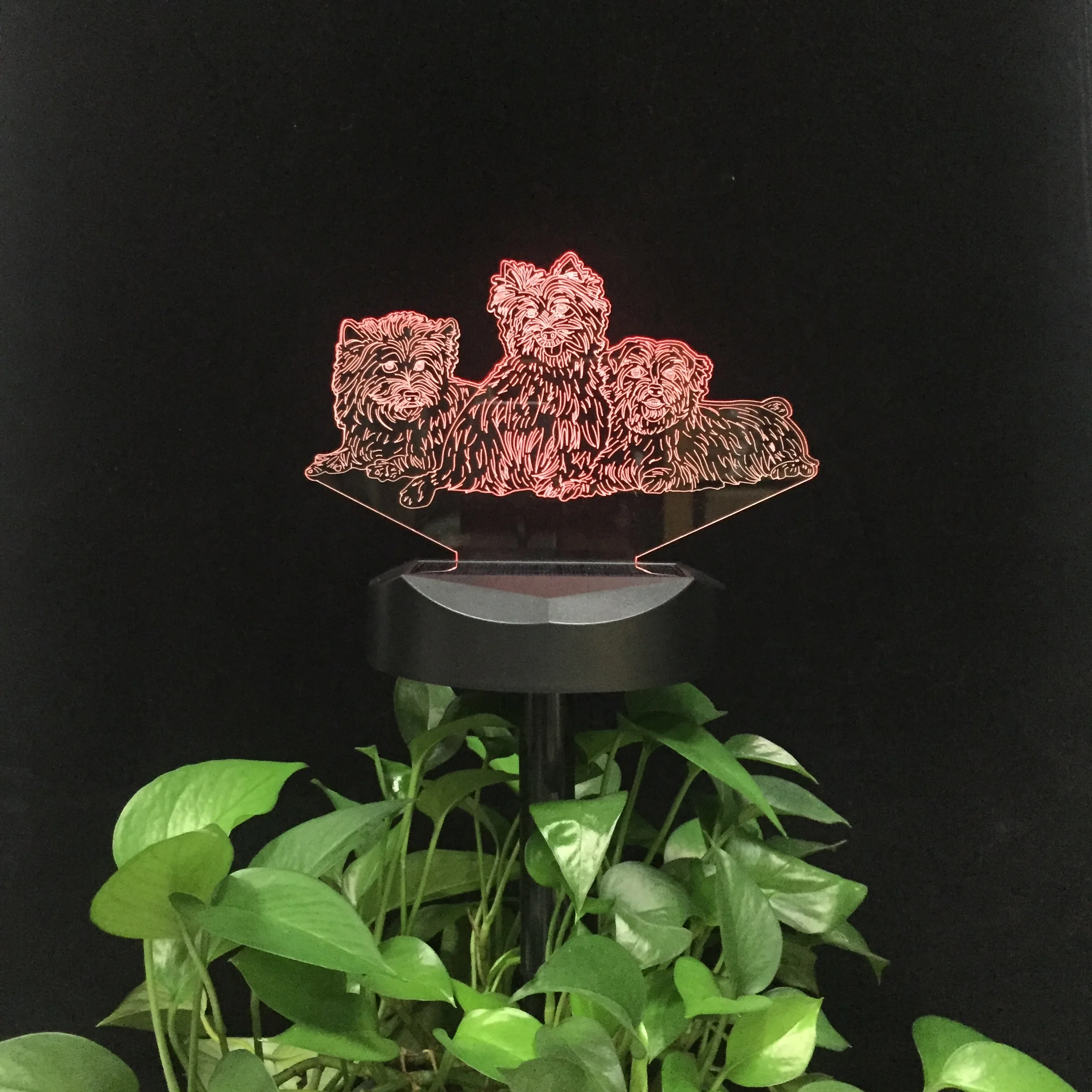 Solar Powered Dog Family 3D LED Night Lamp Dropship Waterproof Landscape Lighting Outdoor Garden Light for Pathway IP 67 Walkway