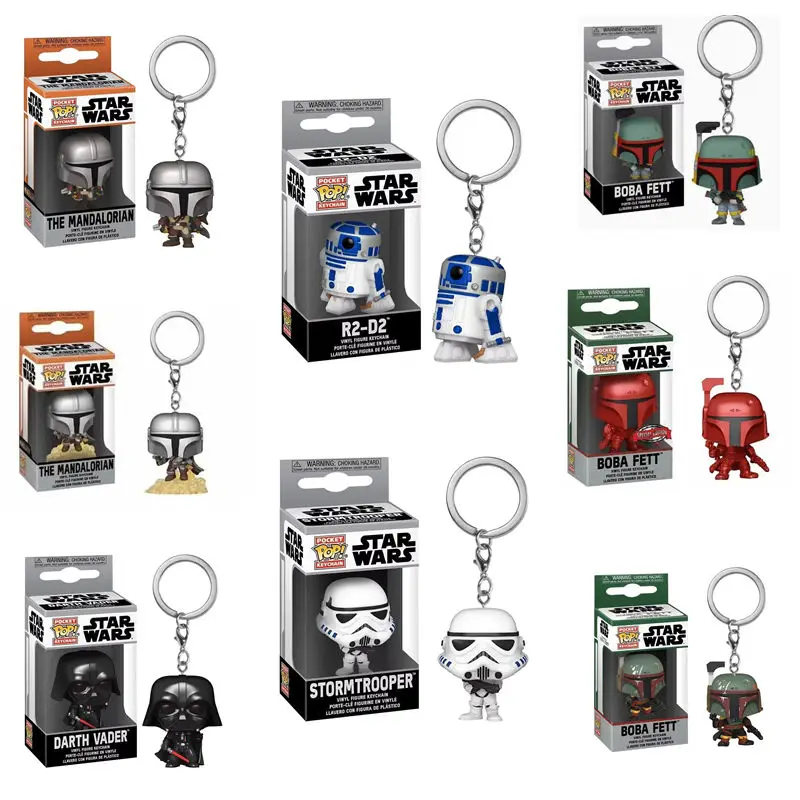FUNKO POP Star Wars The Mandalorian Darth Vader Stormtrooper R2-D2 BOBA FETT Llavero Juguetes Colgante Figura Coleccionable para Niños
