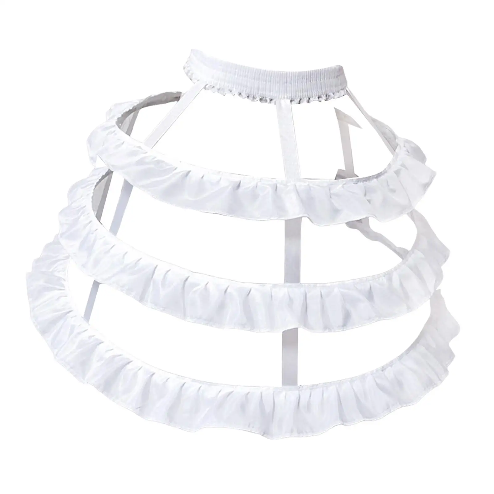 Adjustable Waist Women Hoops Pannier Petticoat Birdcage Skirt Polyester Ruffle Underskirt for Tight Dress