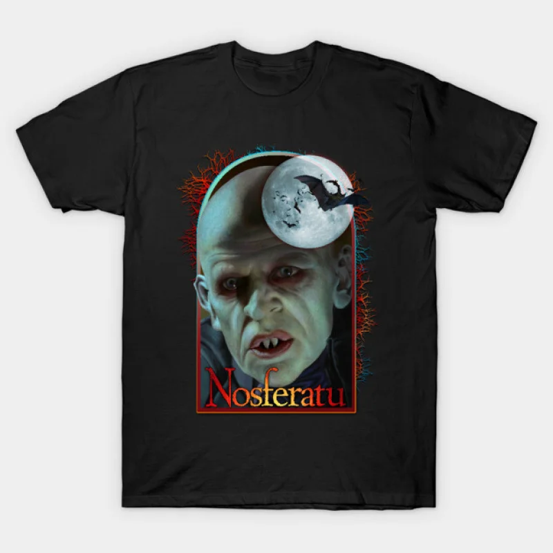 

80s Gothic Horror movie Nosferatu Vampire Scary Halloween Gift T shirt Large size Tops 100% cotton printed Clothes