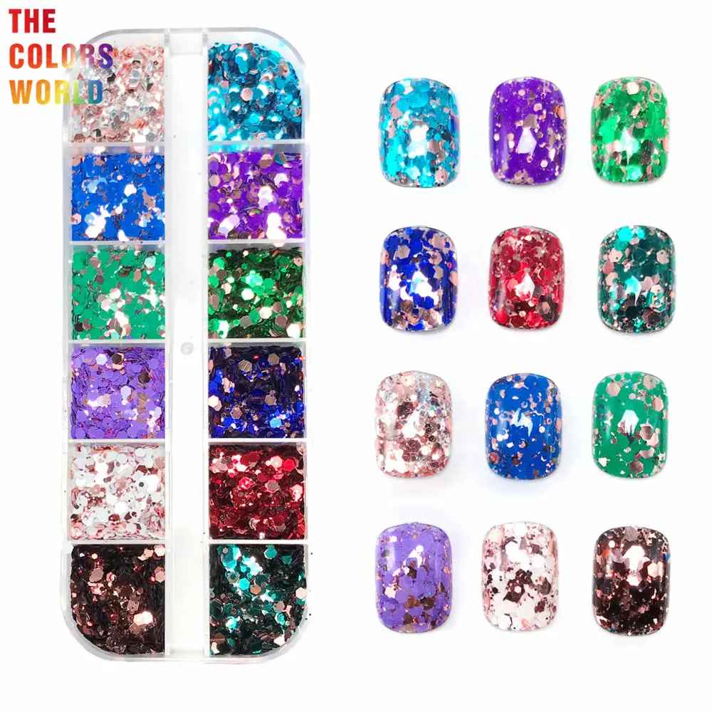 TCT-611 Rose Gold Basic Colors Mix Nail Glitter Nail Art Decoration Body Art Tumbler Crafts Accessories Festival Party Supplier