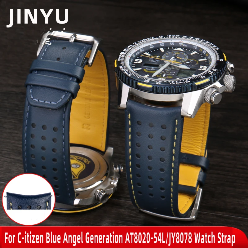 

Ремешок из натуральной кожи для часов Citizen Blue Angel Generation AT8020-54L/JY8078 второго поколения, Air Eagle, Воловья кожа, 22 23 мм