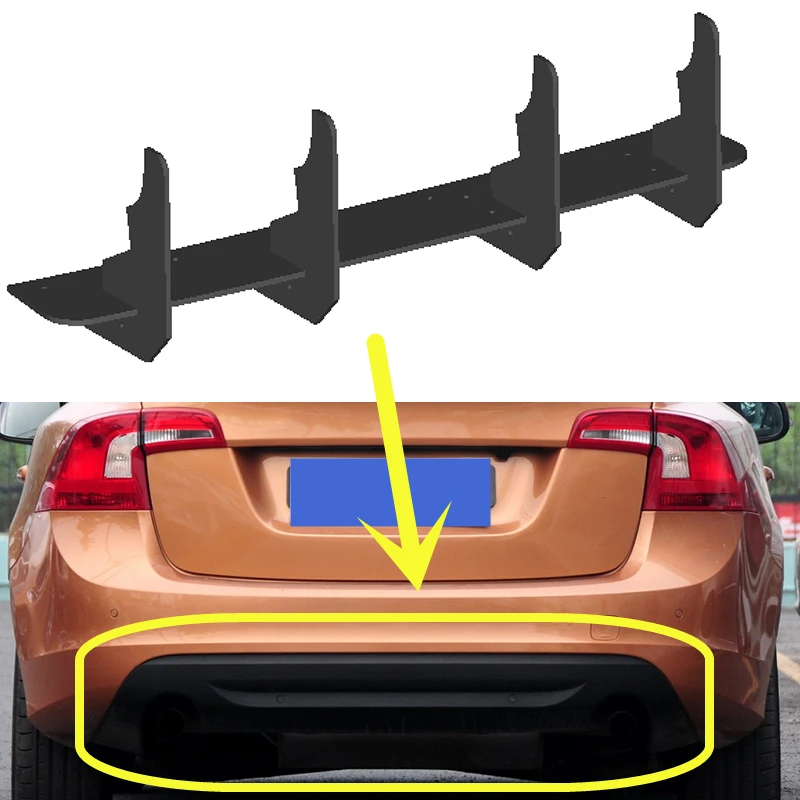 

For Volvo S60 2011 2012 2013 Year Rear Diffuser Bumper Lips Spoiler Splitter Body Kit Accessories