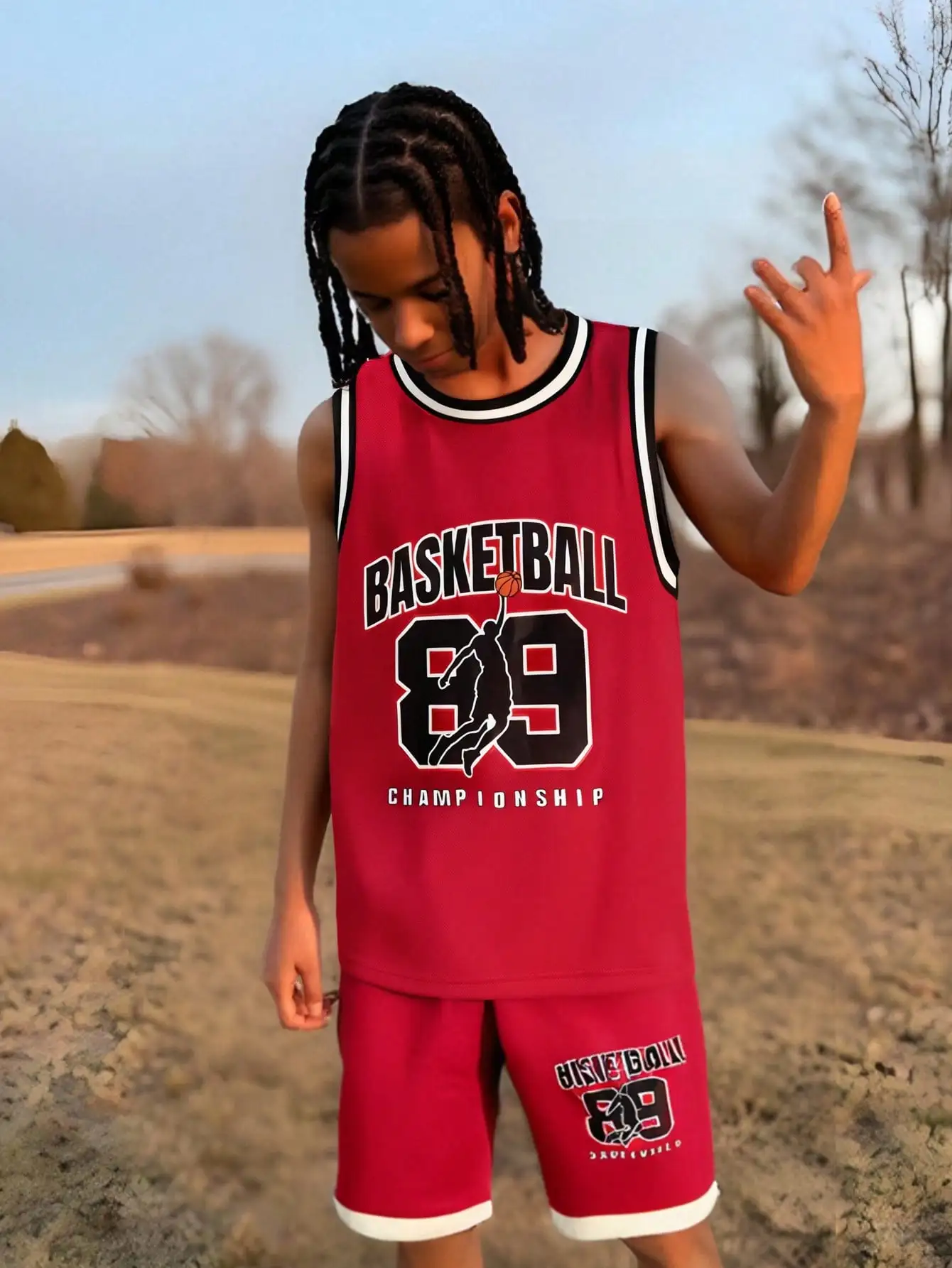 Ensemble de maillot de basket-ball monogramme à bord rayé pour garçons et filles, gilet et short, maillots de basket-ball deux pièces adaptés au sport