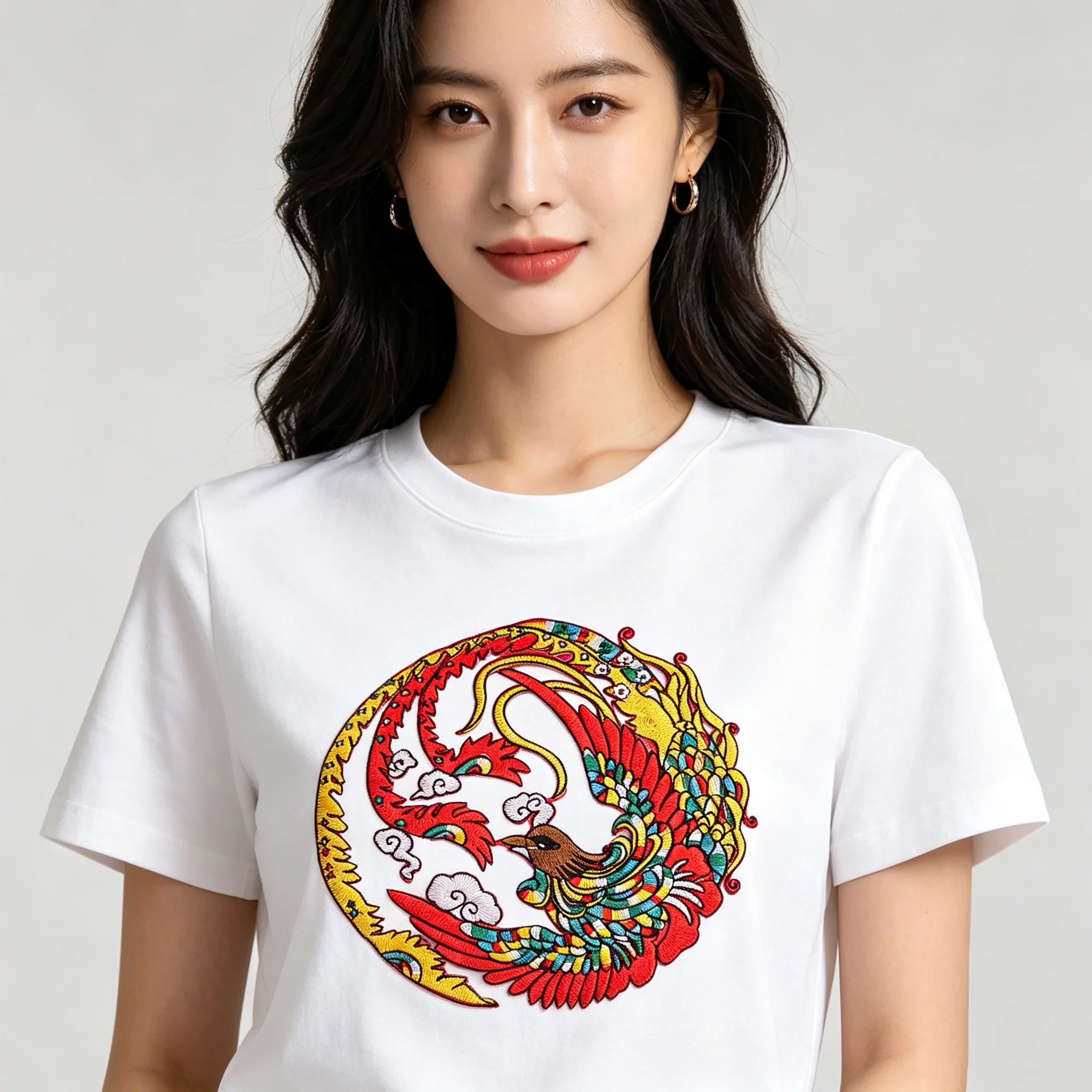 Chinesischer Stil, farbenfroher Phönix-Stickerei-Aufnäher, orientalischer Glücksbringer für Kleidung, Taschen, Vorhänge, Deko-Applikation zum Aufnähen – Detail 1