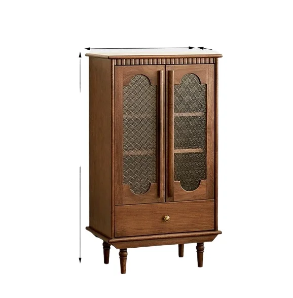 LMM living room wall display cabinet household small apartment solid wood glass wine cabinet