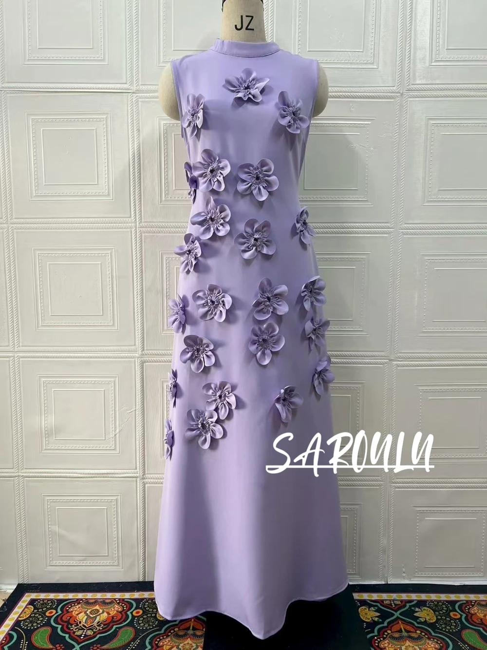 

Graceful 3D Floral Evening Dress Vintage High Neck A Line Prom Gown For Women Gorgeous S-2XL Bow Detail Cocktail Wear