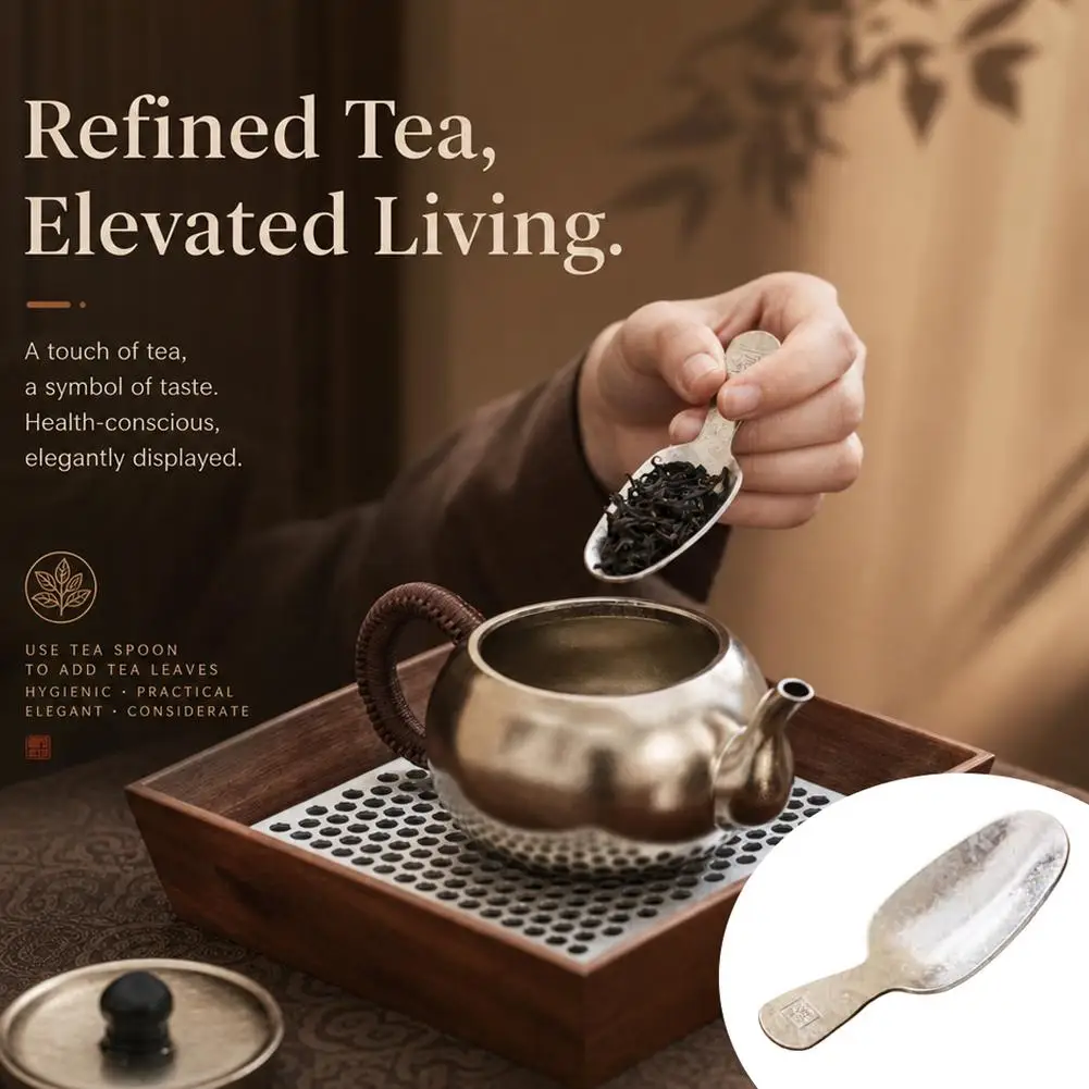 Outdoor Tea Spoon Pure Titanium Short Handle Tea Spoon Anti-Fall Portable Short Handle Tea Scoop Measuring Spoon Tea Leaves