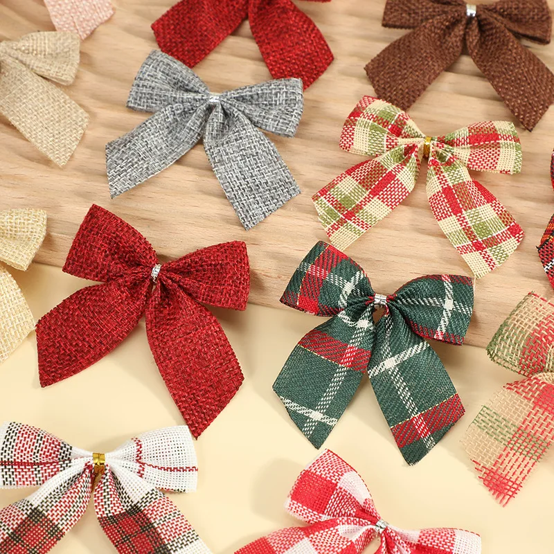 10PCS/lot Christmas Holiday Bow-kont Xmas Tree Garland Decoration Material DIY Hair Accessories