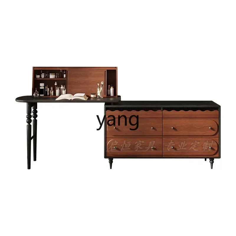 

CX retro solid wood dresser chest cabinet integrated medieval bedroom bedside locker