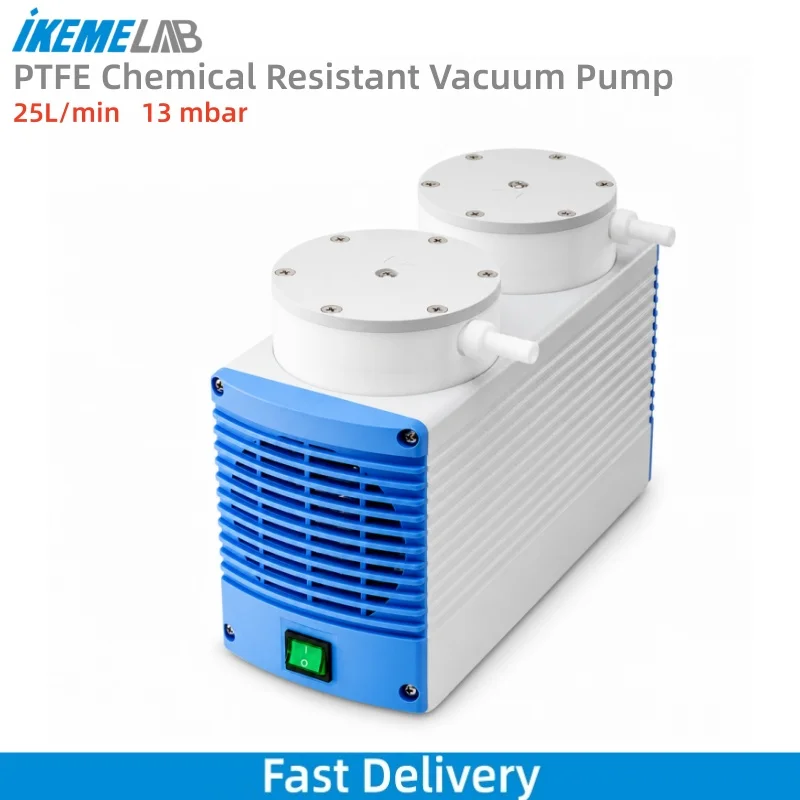 IKEME Chemistry Diaphragm Pump 25L/min 13mbar Vacuum Filtration Distillation Concentration PTFE Chemical Resistant Vacuum Pump