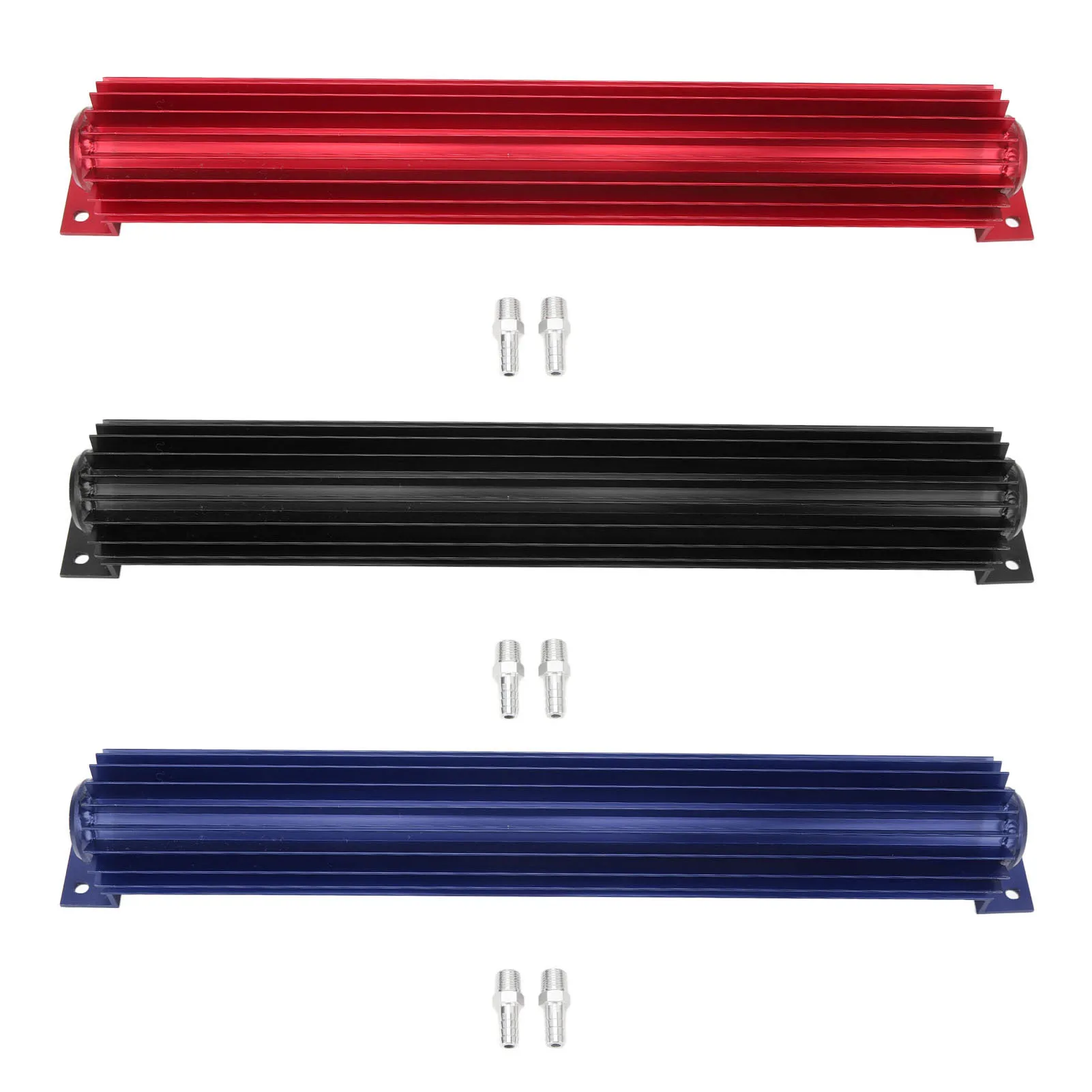 

18-дюймовый автомобильный алюминиевый ребристый масляный радиатор с 2 фитингами для шлангов NPT 1/4 дюйма, быстрое охлаждение, универсальный аксессуар для грузовых автомобилей