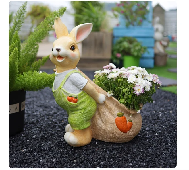 Garden Figurine Creative Gift for Balcony Mystery Bag Rabbit Flower Pot with Multicolored Succulent Garden Decorative
