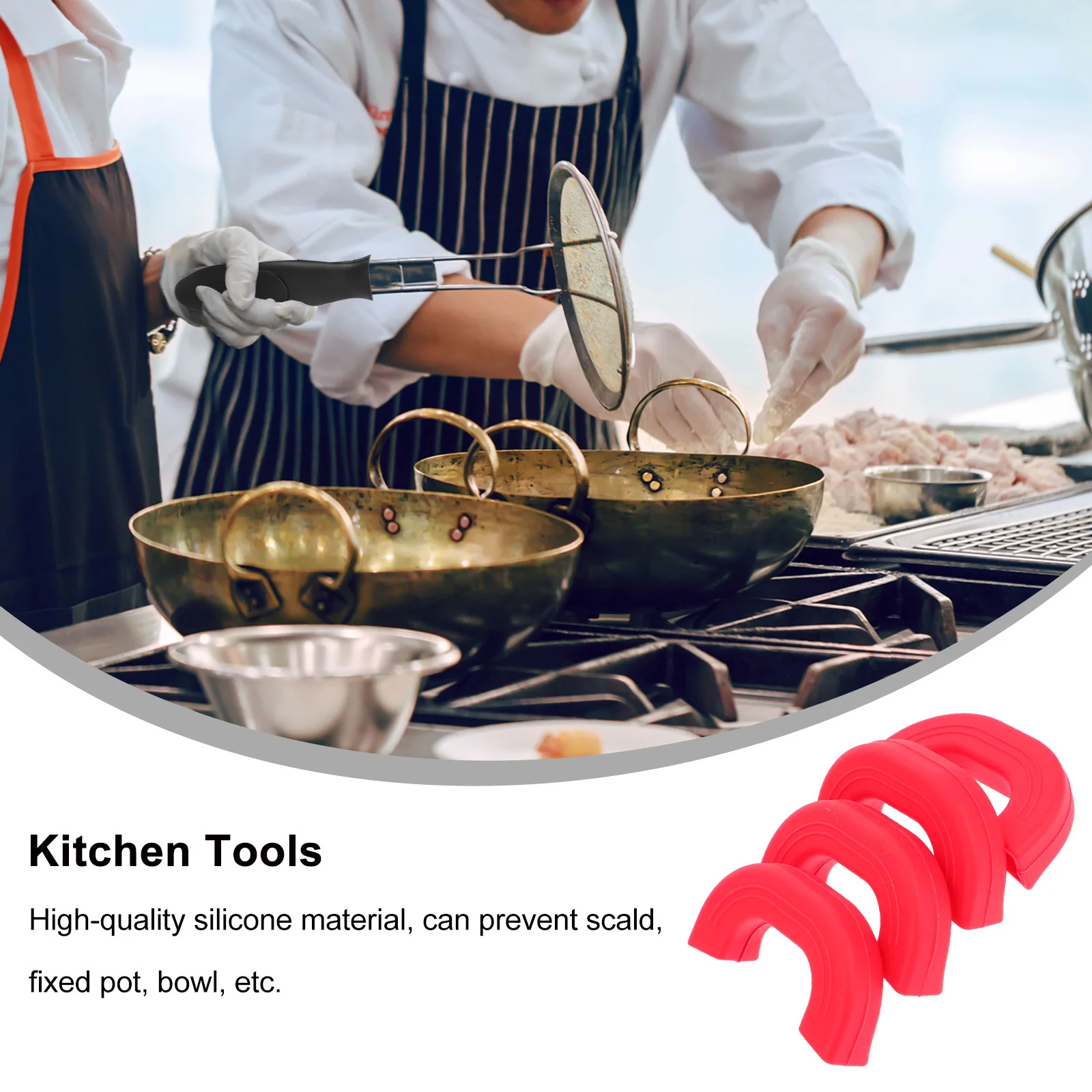 

4pcs Silicone Pot Handle Sleeve Heat Resistant Anti-Scald Protector For Pots Bowls Kitchen Tools Insulation Grip Holders