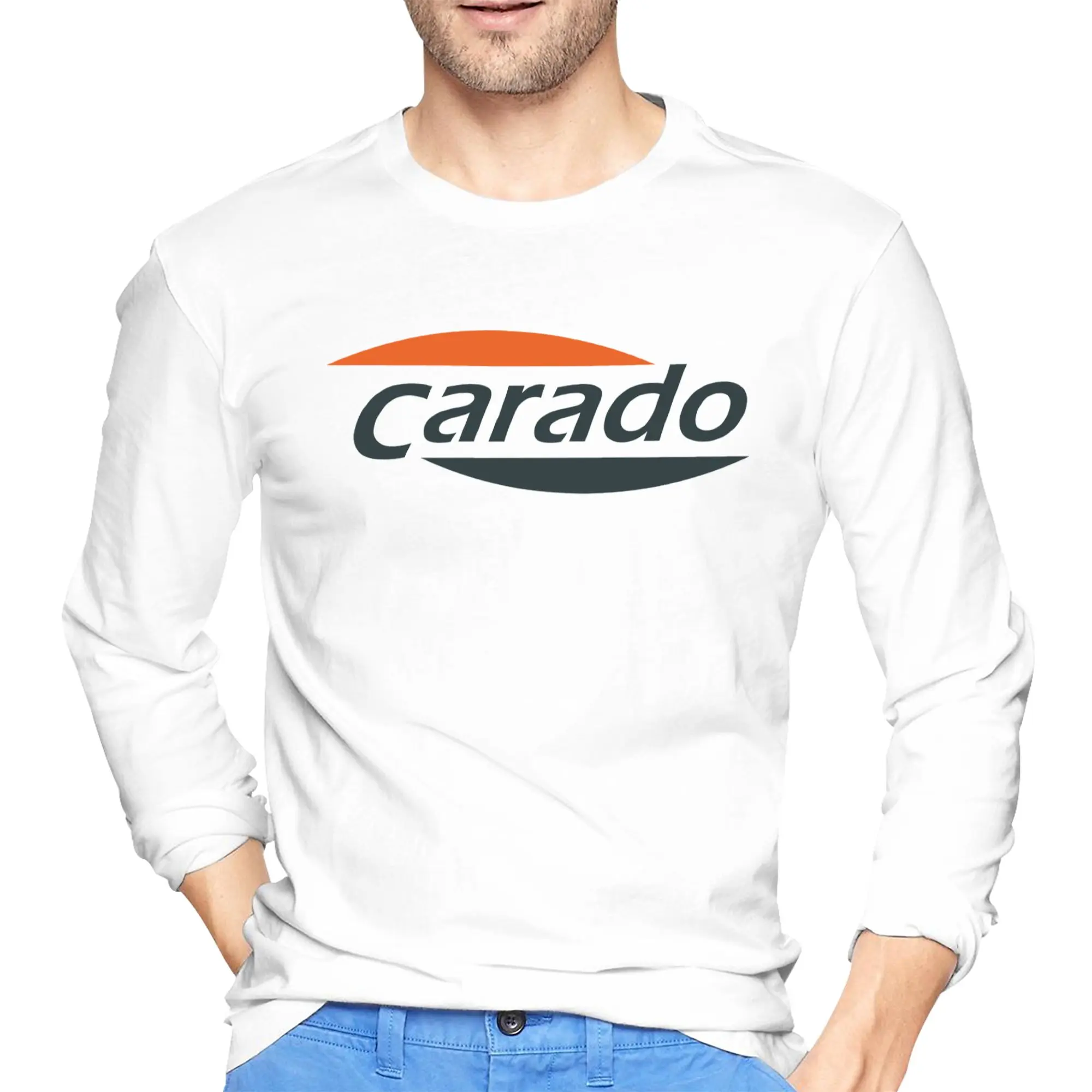 

Мужская футболка с длинными рукавами и логотипом Carado, дышащие футболки с круглым вырезом, весенние и осенние мужские топы