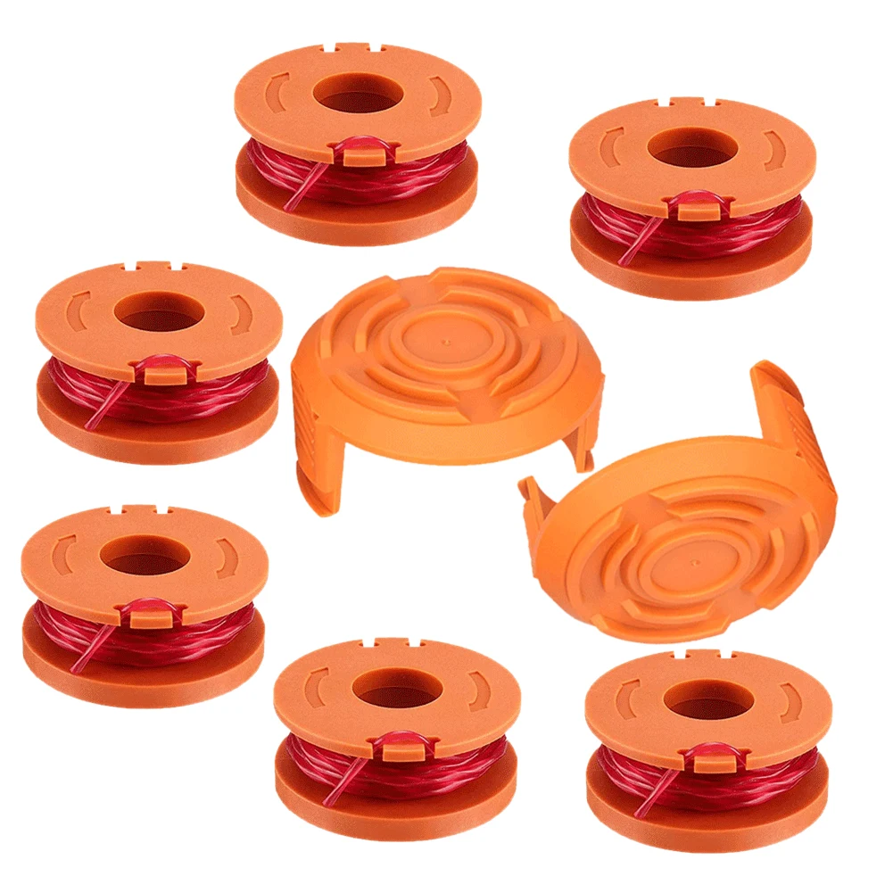 LETAOSK 6Pcs Spool Line WA0004 & 2Pcs Cap Cover WA6531 Fit for Worx Trimmer WG163 WG160 WG157 WG156 WG155 WG180 WG175 WG170