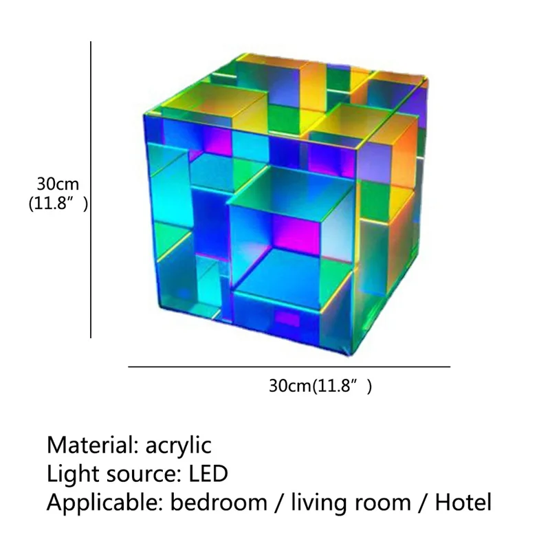 Blikkerige Moderne Tafellamp Creatieve Decoratie Led Vierkante Kleur Kubus Sfeer Licht Voor Thuis Bed Kamer