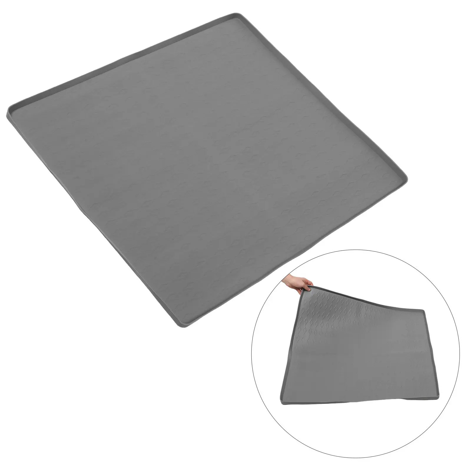 

Washing Machine Drain Pan Silicone Mat Grey Washer Dryer Top Protector Laundry Room Cover Non-Slip Waterproof Protective Mat