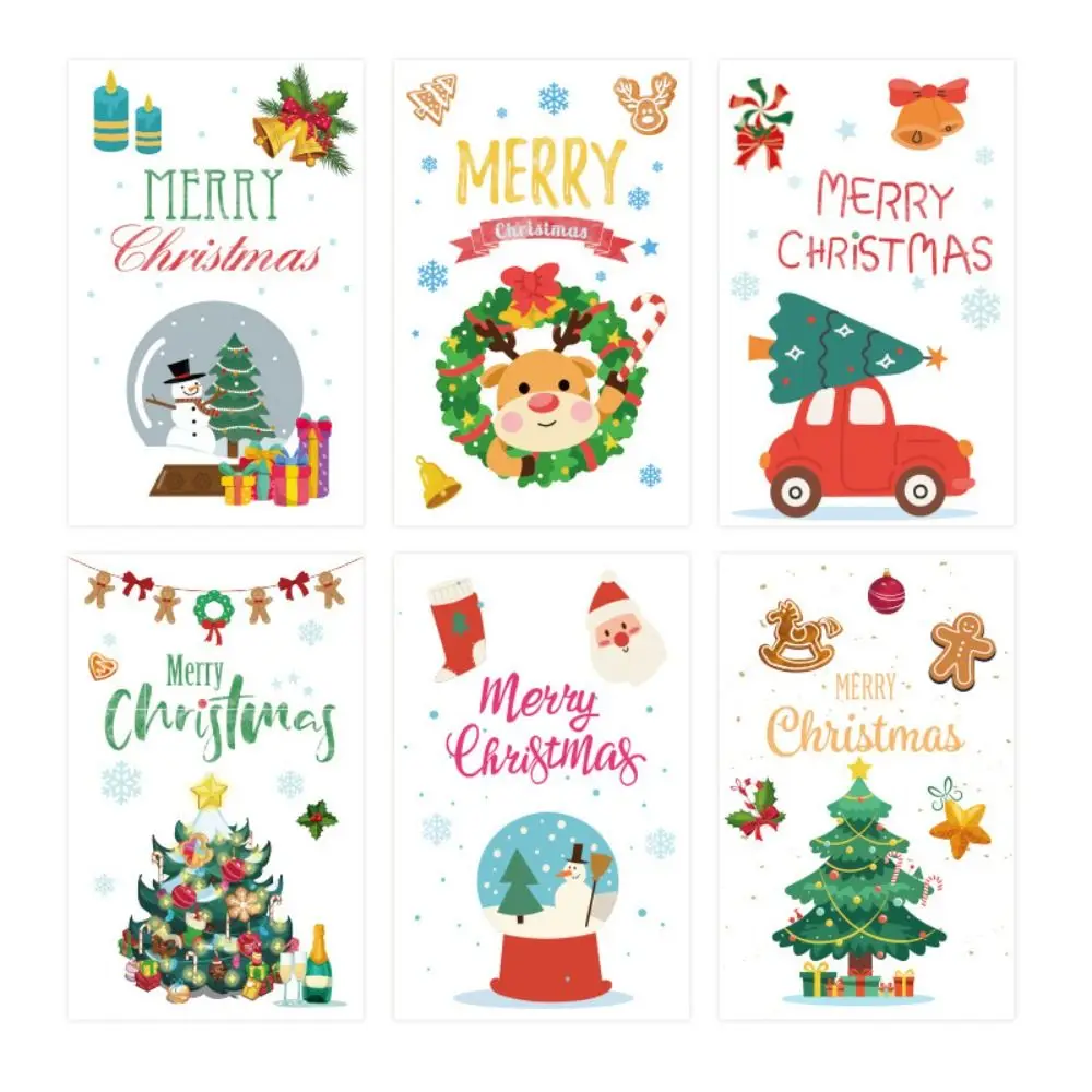 

6Pcs Premium Handmade Christmas Greeting Cards with Envelopes Folding Design DIY Xmas Card Stickers Cute Christmas Gift Card