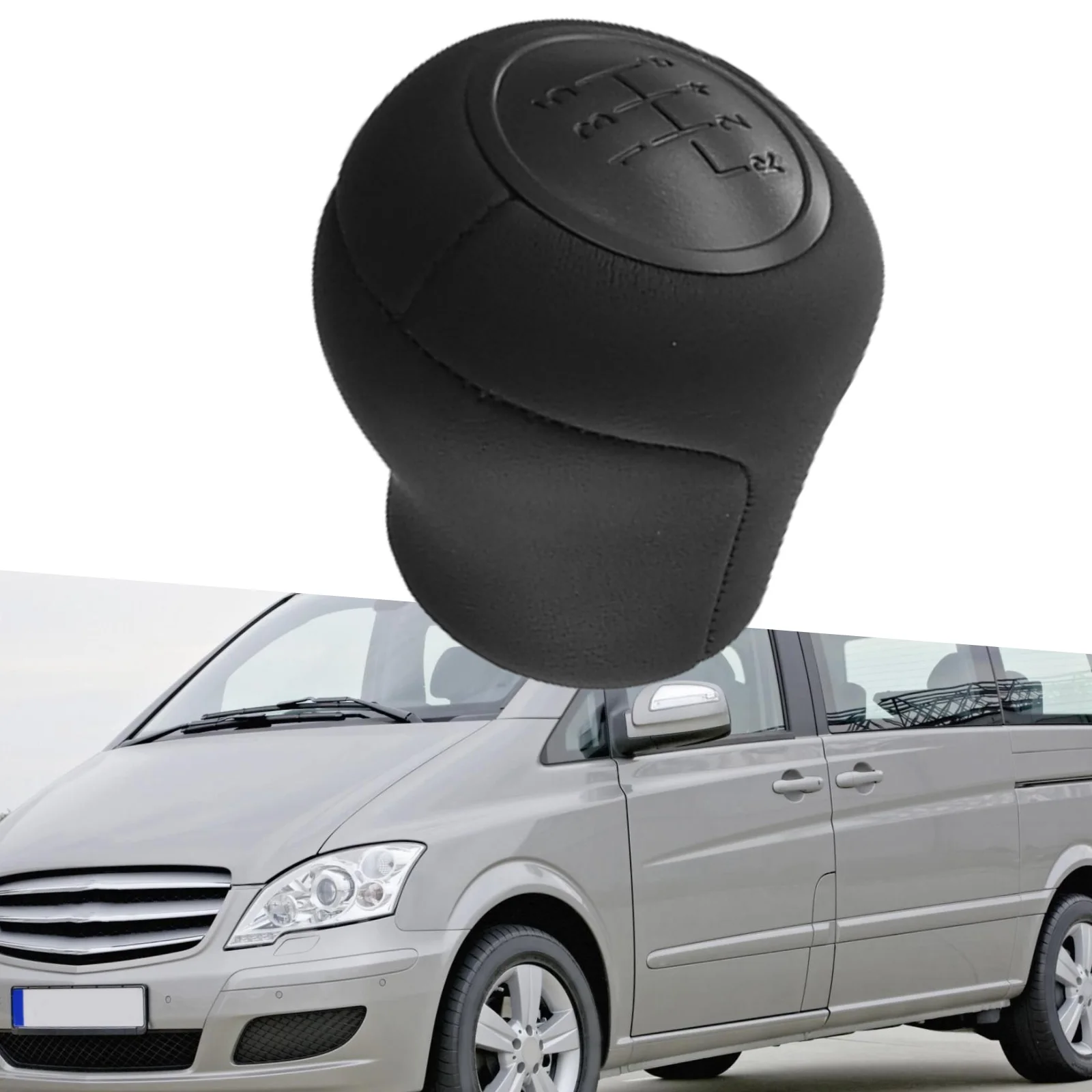 

Black Manual Shift Lever Car Gear Knob Modern Car Accessory PU Leather Design Sleek Black Finish Vehicle Specific Fit