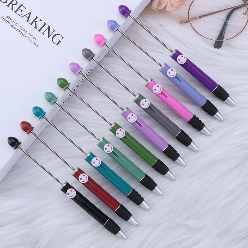 40pcs Creative DIY Plastic Beaded Pen Happy Beadable Ball Pens Custom Logo Gift Advertising Pen Wholesale Japanese Stationery