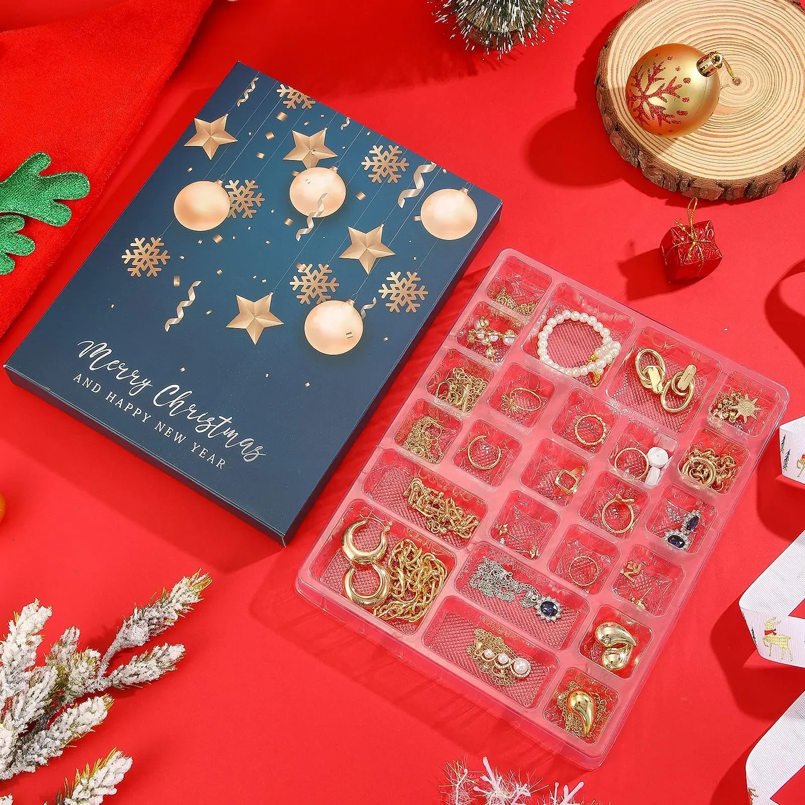 

New Christmas Gift Countdown Calendar Advent Jewelry Blind Box Earrings Necklace Bracelet Gift Box Ornaments Christmas Hand