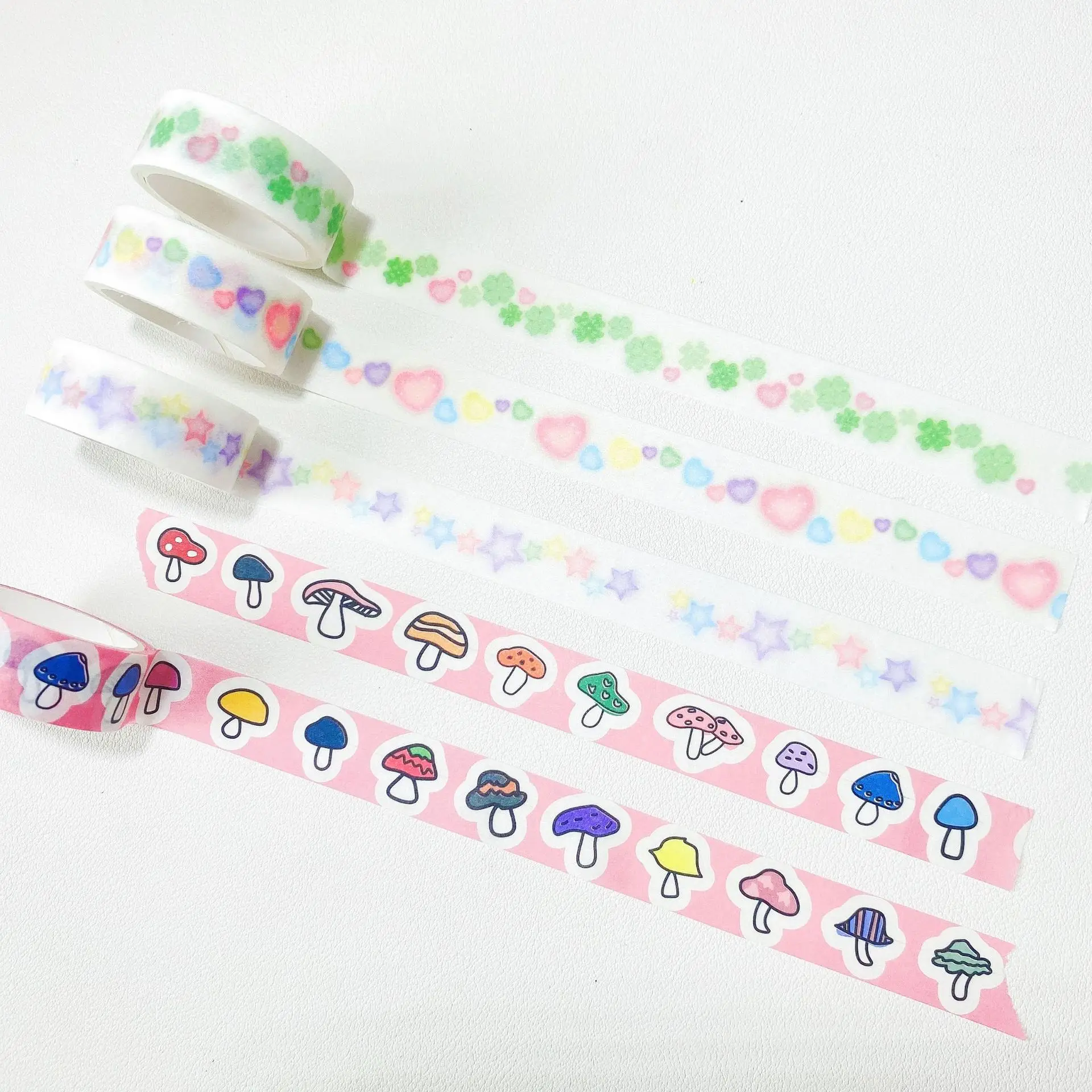 Korean ins gradient love stars and paper tape cute powder mushroom handtent landscaping collage tape