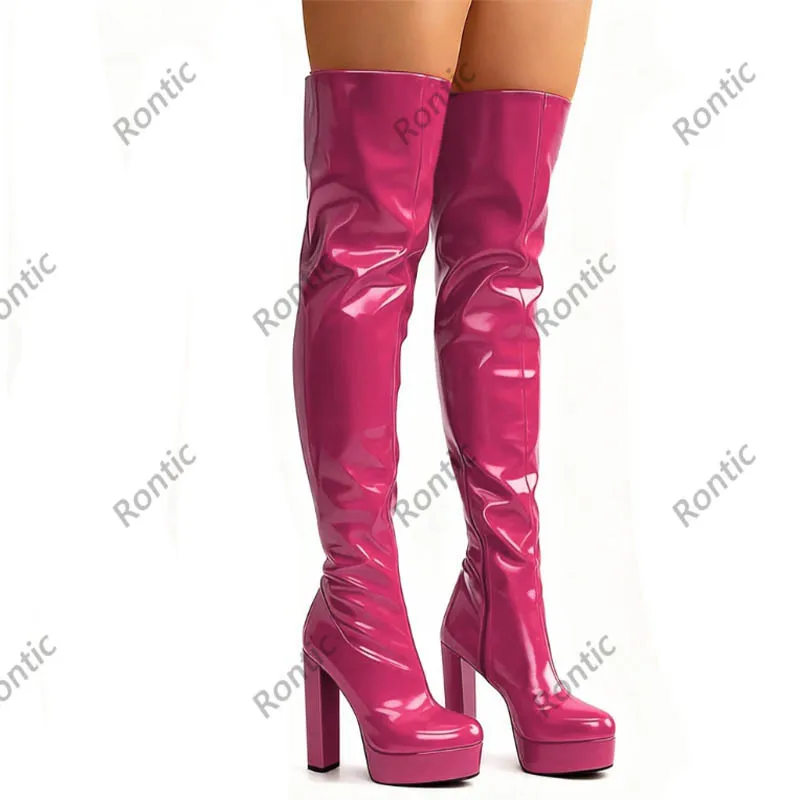 أحذية Artisanal Lilac Chrome عالية الفخذ - كعب مكتنز، براءة اختراع مطاطية، أحذية سهرة مصنوعة يدويًا مقاس أمريكي 5-20 #4