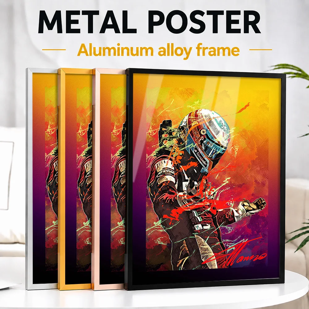 Fernando Alonso Framed Metal Poster Personalized Photo Monochrome Speed Style Wall Art For Man Cave Thoughtful Enthusiast Gift