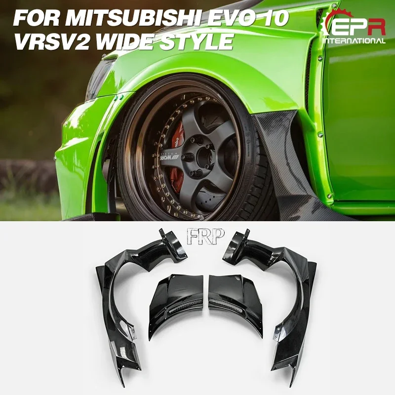 fiber glass car parts for EVO 10 VRSV2 Wide Style Style Front Fender with add on 4Pcs