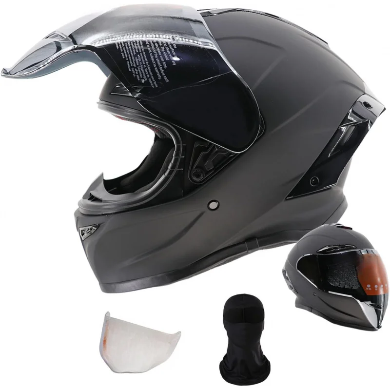 Motorcycle Helmets DOT Approved Full Face Motorcycle Helmet with Sun Visor 2 Piece for Adults Men Womenfor Street Scooter