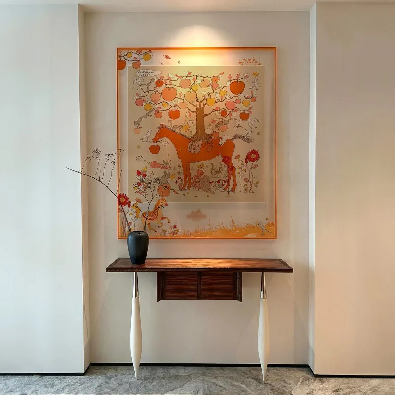 French silk scarf decorative painting living room entrance light luxury high sense entrance hanging painting means good apple