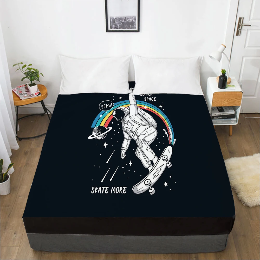 Cartoon Elastic fitted sheet bed sheet With An Elastic Band Mattress Cover Customizable size lovely Bed cover for kids Skate