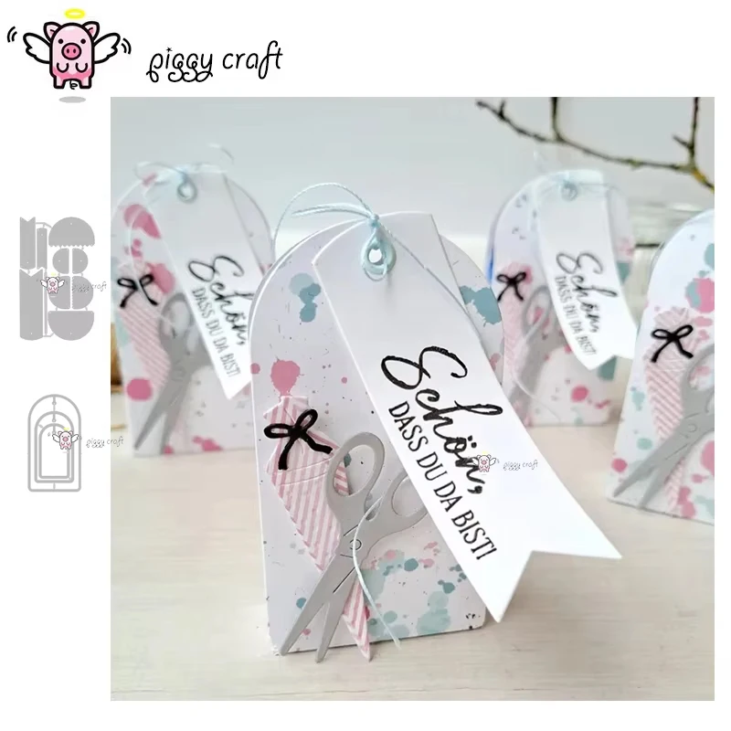 

Piggy Craft металлические штампы для резки, полукруглая этикетка, бирка для скрапбукинга, нож для рукоделия, лезвие, трафареты, штампы