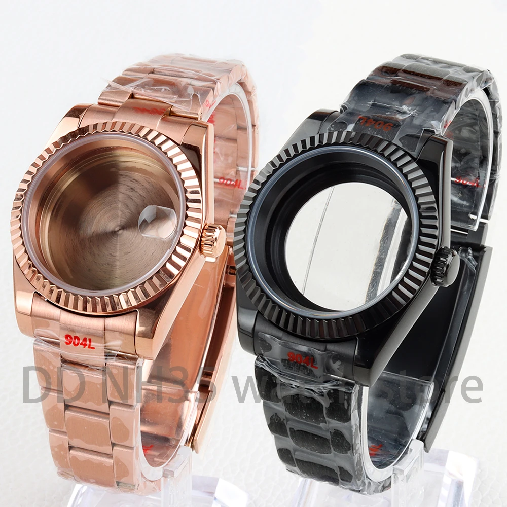 

36/39mm NH35 Watch Case 316L Stainless Steel Oyster Brushed Bracelet for Datejust NH35 NH36 Movement Sapphire Glass Waterproof