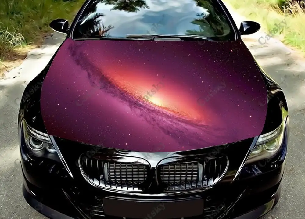 Galaxy Starry Sky Car Accessories Hood Vinyl Stickers Wrap Film Engine Cover Decal Sticker Universal Car Hood Protective Film