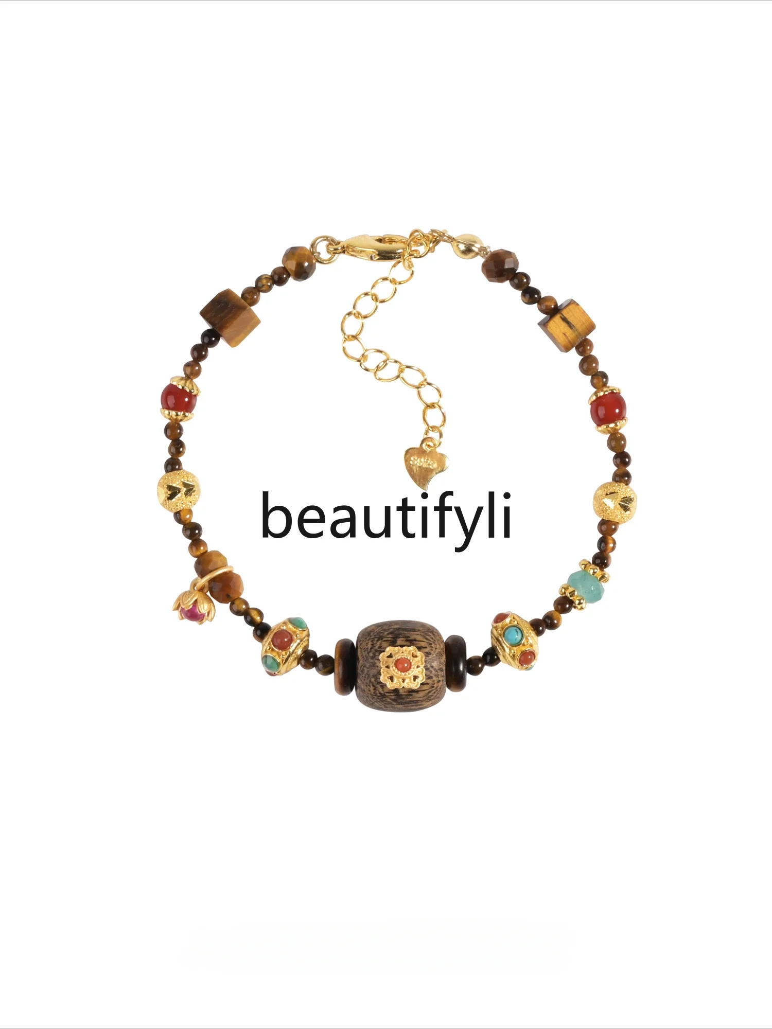 Original natural agate bracelet sterling silver gold-plated new Chinese retro niche bracelet.