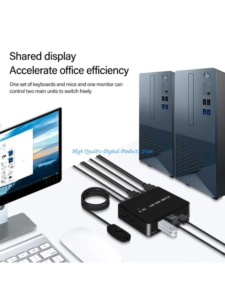 

U2JE 4K HDTV KVM Switcher 2 In 1 Out HDTV USB KVM Switcher Box For 2 Host Shared 1 Monitor Keyboard Mouse Printer Office