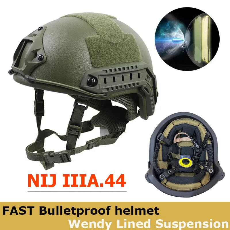 Ballistic ACH High Cut Tactical Helmet PE Ballistic Helmet NIJ IIIA Fast Wendy\'s Suspension Pad Bulletproof Helmet