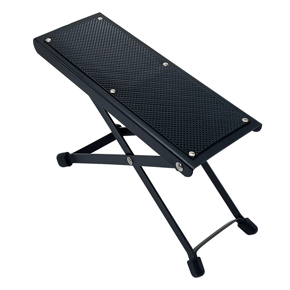 Guitar Foot Stool 4 Position Height Adjustable Foldable Guitar Pedal Foot Rest Step Footstool Black for Guitar Pedal Accessories